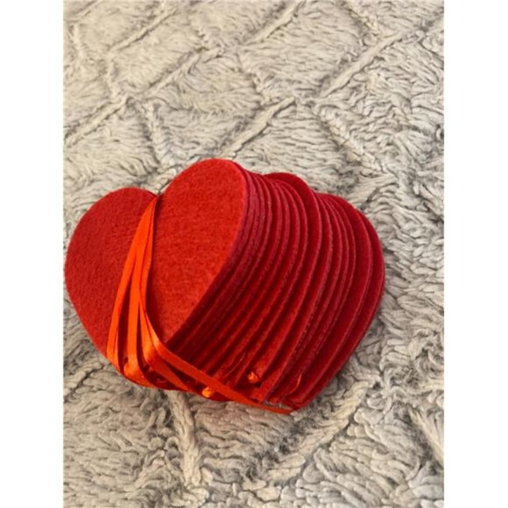 80 PCS Red Felt Garland Hanging String Hearts - NO DIY - Valentines Day Decor